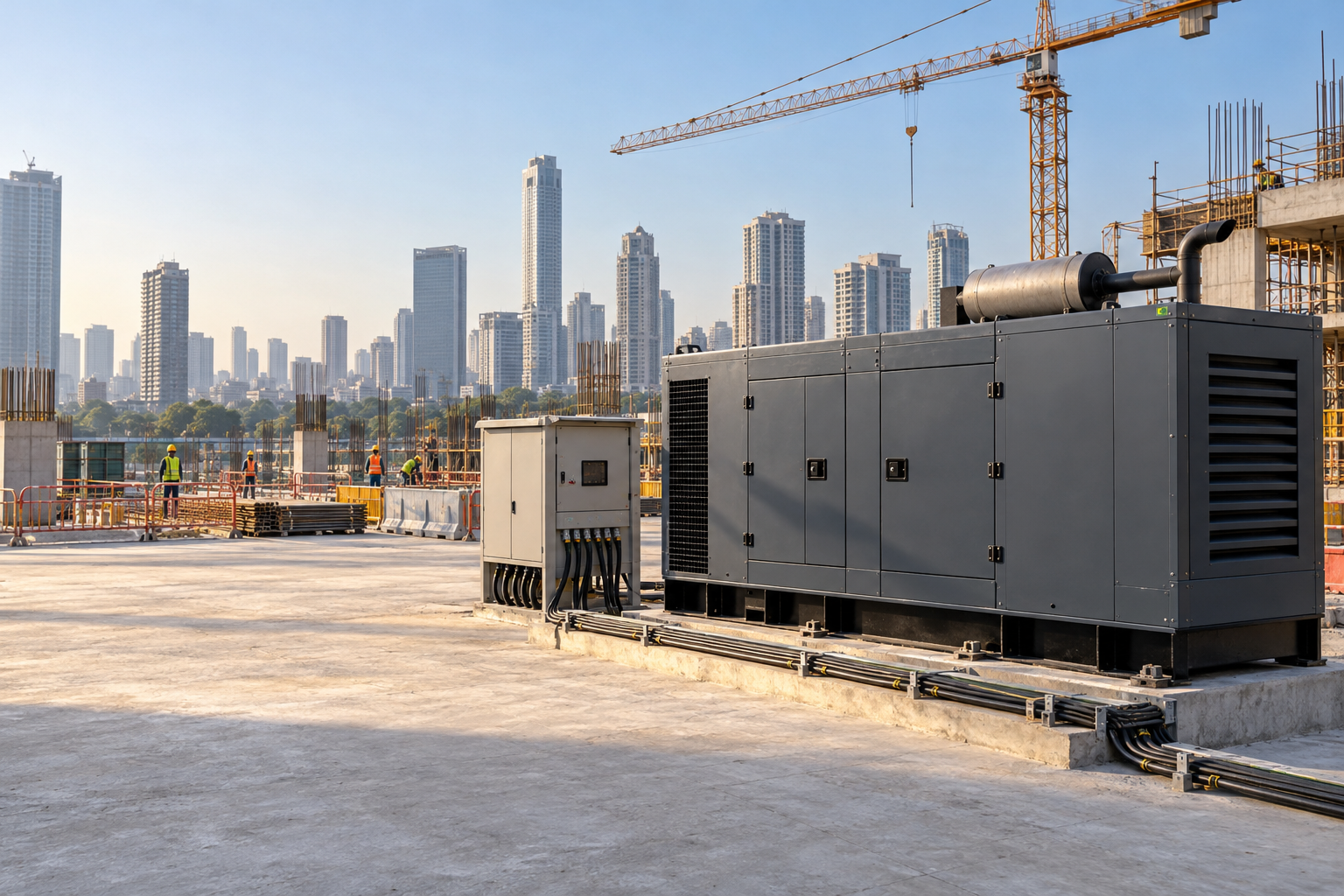 DG set on hire at a Mumbai construction project