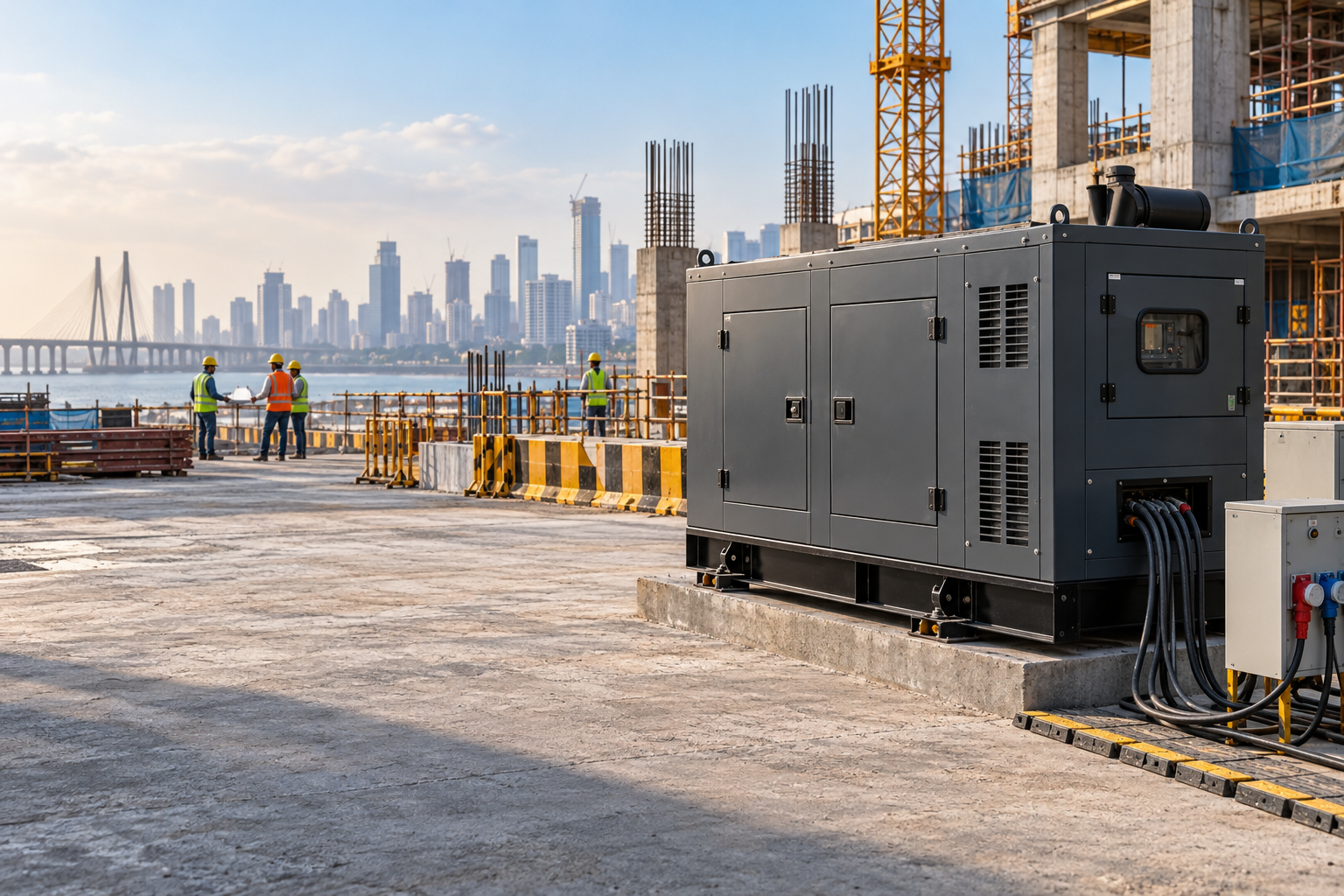 Diesel generator hire setup at a Mumbai construction project