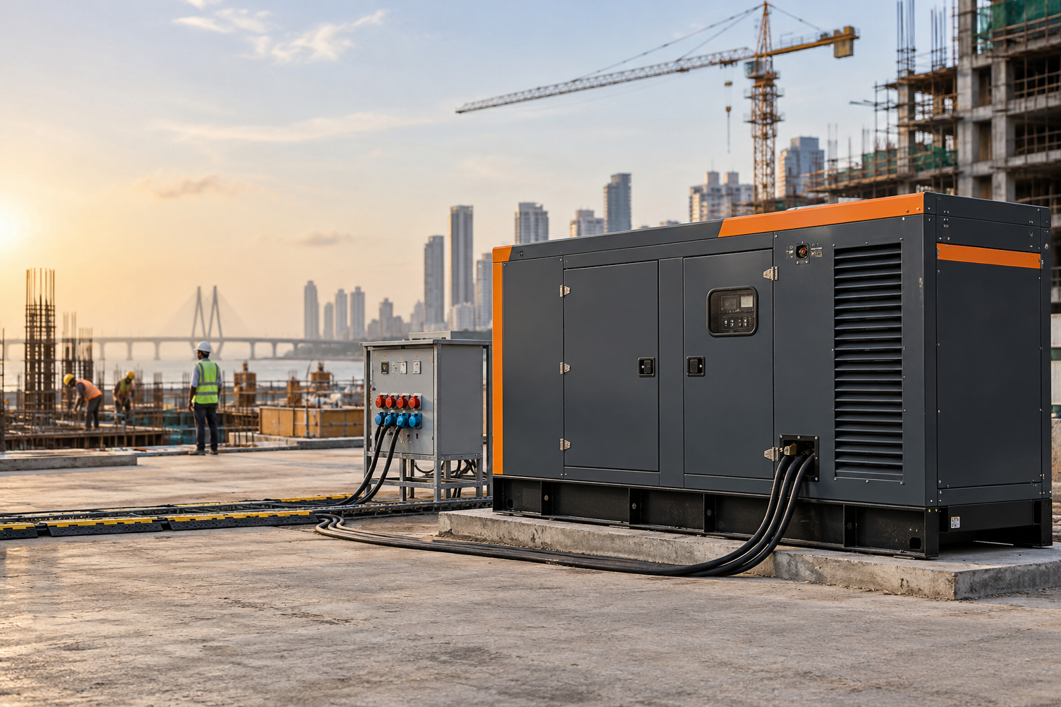 Diesel generator set on hire at a Mumbai construction project