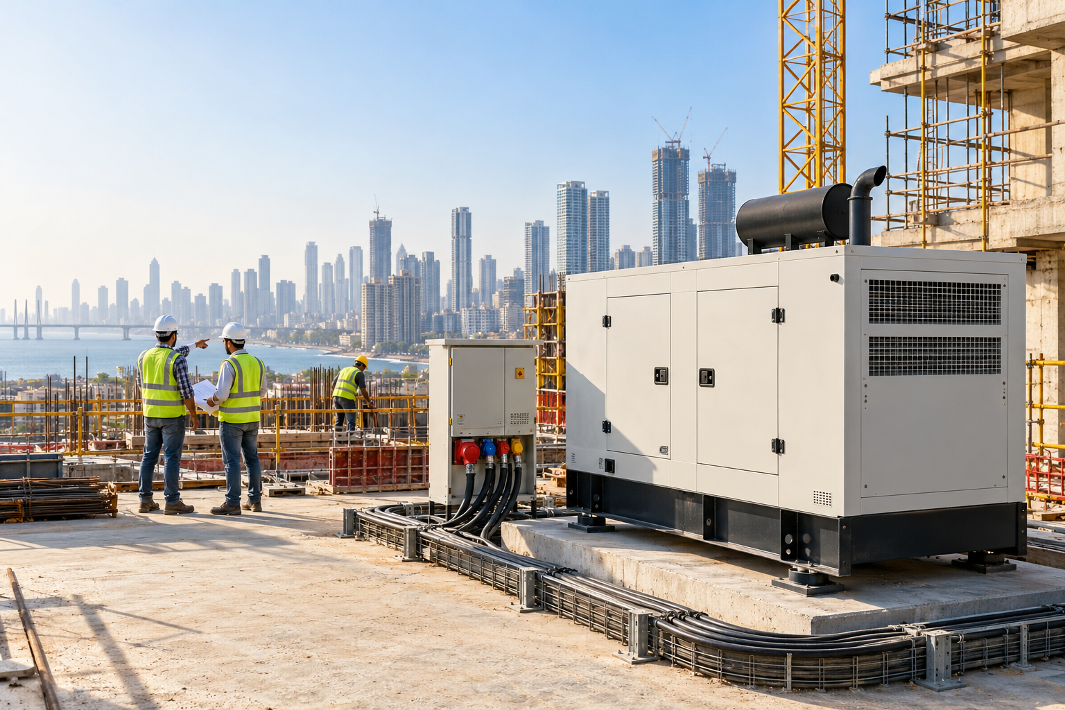 Diesel generator rental at a Mumbai construction project